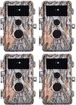 BlazeVideo 4-Pack 24MP HD Trail Hunting Wildlife Camera Cam, Scouting Game Cameras Camouflage Combo Motion Activated Waterproof with Night Vision 36pcs IR Infrared LEDs & PIR Up to 75ft, SD Card Video Record, Snapshot, 2.4" LCD Screen Viewer, High Trigger Speed