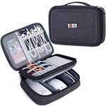 BUBM Gadget Organizer Case, Ultra-Compact Electronics Organiser for Data Cables, Chargers, Plugs, Memory Cards, CF Cards and More-a Sleeve Pouch Fits for iPad (Large, Black)