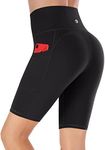 Ewedoos Biker Shorts for Women High Waist Yoga Shorts with 3 Pockets Athletic Compression Shorts Running Workout Short Black