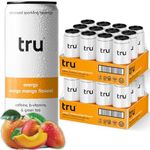 Tru Energy Seltzer, Orange Mango Flavored Sparkling Water Made with Real Fruit Juice - Clean Energy Drink plus B Vitamins - Natural Caffeine, Kosher, GF, No Added Sugar Beverages, 12oz (Pack of 24)