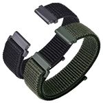 ANNEFIT Nylon Sport Loop Watch Bands 18mm, 2 Packs Quick Release Adjustable Strap for Men Women (Black and Army Green)