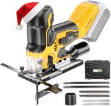 Ecarke Cordless&Brushless Jig Saw Compatible With Dewalt MAX 20V(Only Tool), 3800RPM, 7 Speeds Dial Control, Free-Tool ±45° Bevel Cuts, 4 Orbital Action, Dust Blows and 6 Blades For Cutting