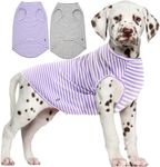 Sychien Dog Cooling Shirt,Summer Combed Cotton Breathable Boy Girl Small T-Shirts,Purple Grey White Striped S