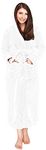 NY Threads Women Fleece Hooded Bathrobe - Plush Long Robe (Medium, White)