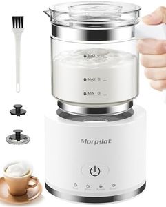 Espumador de Leche Eléctrico 500 ml, Espumador Eléctrico de Cristal 4 en 1, para Espuma Fría y Caliente, Capuchino, Latte, Diseño Dividido, Vidrio Visual, Apto para Lavavajilla