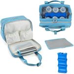 GEMIU Breastmilk Cooler Bag with Ice Pack,Fits 6 Baby Bottles Up to 9 Ounce Breast Milk Cooler Travel Bag Compatible with Wearable Breast Pumps & Accessories for Nursing Mom Daycare Blue