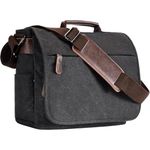 Eshow Messenger Bag Canvas, Men's Laptop Bag Black, Retro Casual for Work Beach Travel School Shopping