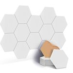 JAMELO 12 Pcs Self-Adhesive Acoustic Absorption Panels, High Density 12" X 10" X 0.4" Soundproof Acoustic Panel, Hexagon Sound Absorbing Panels for Recording Studio & Home & Offices (White)