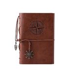 TILY Vintage Refillable Notebook Premium PU Leather Classic Embossed Travel Journal Diary with Blank Pages and Retro Pendants (red Brown)