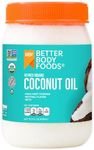 BetterBody Foods Organic Refined Coconut Oil, 15.5 Fl Oz, All Purpose Oil for Cooking, Baking, Hair and Skin Care