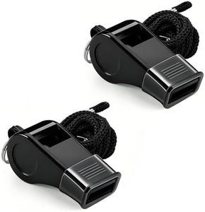uadbau 2 Pack Black Whistle for Coaches, Loud Crisp Sound Sports Whistles with Mouth Grips & Lanyards, Durable Plastic Whistles for Teachers, Referees, Officials, Emergency & Outdoor Activities