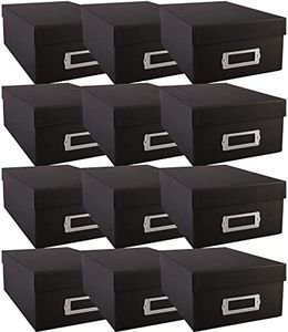 Simply Tidy Photo Storage Box Store and Protect Pictures, Documents, and Prints - Black, Bulk 12 Pack