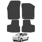 Rubber Car Mats Compatible with VW Up (2012+) - Ampi Tailored Fit Rubber Floor Mats Set Accessory Black Custom Fit 4 Pieces with Clips - Anti-Slip Backing, Heavy Duty & Waterproof