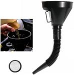 Kewucn Wide Mouth Oil Funnel with Flexible Extension, Nozzle Hose with Handle Mesh Screen Filter, Removable Mesh Screen Filter for Water, Gasoline, Coolant, Transmission, Engine Oil