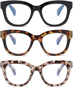 ZXYOO 3 Pack Oversized Blue Light Blocking Reading Glasses for Women, Retro Style Readers with Spring Hinge, Black&leopard&grey Leopard