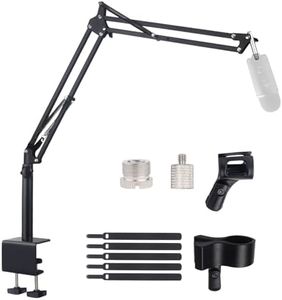 Lemxadd Microphone Stand Mic Boom Arm for Blue Yeti HyperX QuadCast SoloCast Yeti Nano Snowball SM7B Q2U Fifine K669B and Other Mic, Overhead Mic Stand Desk Boom Arm with 5/8" 1/4" Adapter