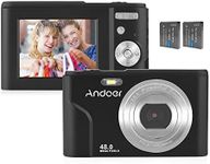 Andoer Portable Digital Camera 48MP 1080P 2.4-inch IPS Screen 16X Zoom Auto Focus Self-Timer 128GB Extended Memory Face Detection Anti-Shaking with 2pcs Batteries Hand Strap Carry Pouch