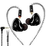 Famedy In Ear Monitors,Wired Earbuds Earphone Dual Drivers Headphone with MMCX Detachable Cables,Noise-Isolating in-ear Monitors for Musicians Sweatproof Sports Headphone, Hifi Stereo (Black, no Mic)