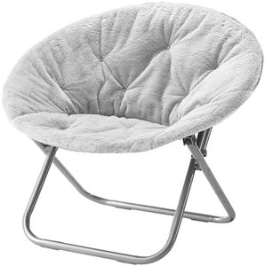 Urban Lifestyle Faux Fur Saucer Chair, 29"X32"X22", Grey