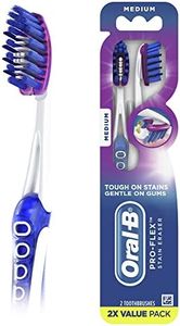 Oral-B 3D White Luxe Pro-Flex 38 Medium Manual Toothbrush Twin Pack (Packaging May Vary), 2 Count