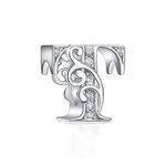 Initial T Charms 925 Sterling Silver Letter A-Z Charms for Snake Chain Bracelet Necklace Alphabet Beads
