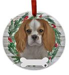 Cavalier King Charles Ornament - E&S Pets - DIY Personalizable - Dog Gifts - Ceramic Round Ornament with Glazed Finish - X-mas Decoration - Christmas Ornaments Craft Gifts - Ornaments for Pet Lovers