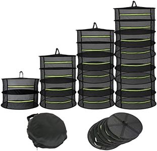 AcbbMNS Herb Drying Rack 6 Tier 2ft Black Hanging Mesh Dryer Net Hydroponics Plants Flower Buds Weed Dry Rack with Green Zipper