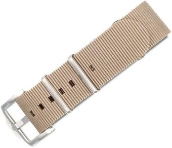 BluShark - Original Collection Military-Style Waterproof Watch Strap, Fits All Timepiece Brands, Durable Nylon Wristwatch Accessories with Stainless Steel Buckle, Mocha, 22mm