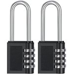 ZHEGE Combination Padlock Outdoor, 2.6in Long Shackle Padlocks with Code for Fence, Gate, Shed, Chains, Storage Box, Containers, Large Combination Lock for Gym Lockers, 4 Digit (2 Pack, Black)