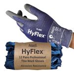 Ansell HyFlex 11-561 Cut Resistant Work Gloves, Abrasion-Resistant Nitrile Coating, Industrial Safety Gloves, Lightweight, Breathable and Washable, PPE Men Women, Blue, Size XL (12 Pairs)