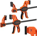 Jorgensen Bar Clamps For Woodworking, 12" 2-Pack One-Handed Clamps/Spreader with Load Limit Indicator, Quick Grip Bar Clamps E-Z Hold F Clamps Set with 300 lbs Load Limit, Medium Duty