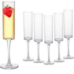 Rarapop 6 Pack Acrylic Champagne Flutes Glasses, 5oz Reusable Champagne Toasting Cups Clear Cocktail Cups for Wedding Party Anniversary Christmas Birthday