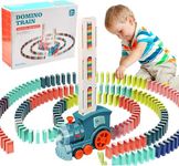 Yizemay Domino Train Toys Gifts for 3 4 Year Old Boys, 120pcs Automatic Domino Laying Electric Train, Kids Building Stacking Train Dominoes Game Toys for 2 3 4 5 Year Old Boys Girls