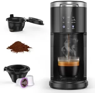 Kndko Single Serve Coffee Maker, Capsule Coffee Machine for K-Cups Pods & Ground Coffee, 40 oz Water Reservoir, 5 Brew Sizes Up To 14 Oz, Ideal for Home/Office Use, Black