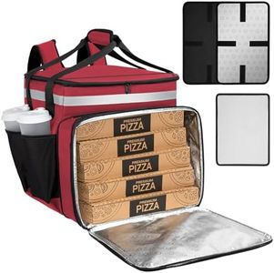Wigojoy Food Delivery Backpack, Expandable Delivery Backpacks for Hot/Cold with Reflective Strips and Cup Holder, Bike Delivery Bag Backpack Suitable for Uber Eats, DoorDash, Pizza bag, Red