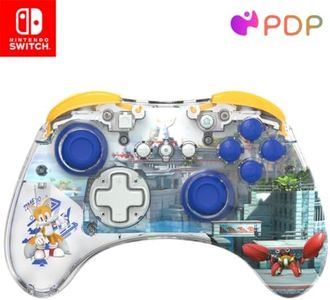 PDP REALMz™ Wireless Nintendo Switch Pro Controller, Customizable LED, 40 Hour Rechargeable Battery Power, 30 Foot Connection, Licensed by Nintendo and SEGA: Sonic Superstars (Tails Seaside Hill Zone)