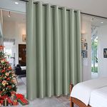 RYB HOME Privacy Room Divider Curtains for Office Bedroom Separation Sound proof Blanket for Doorway Patio Sliding Glass Door Large Window Curtains Thermal Insulating Blackout, W 100 x L 84, Sea Green