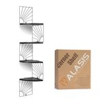 Walasis Corner Wall Shelf Black - Wood 4-Tier Shelves Decor Aesthetic Hanging Shelves Decorative for Office Nursery Home