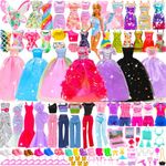 85 Pcs Doll Accessories - 12 Fashion Dresses 3 Party Gowns 4 Outfits 3 Swimsuits Bikini with 63 Accessories for 11.5 Inch Dolls(NO Doll)