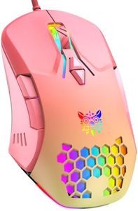 Gaming Mouse, Wired PC Mouse with RGB Backlit, 6 Adjustable DPI, Ergonomic Office Laptop Mouse, Computer Gamer Mouse with Side Buttons for Windows/Mac/Linux/Chrome, Honey Pink