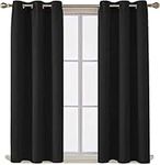 AR Ware Black Blackout Curtains - 2 Panels Drapes Eyelet Thermal Curtains for Living Room and Bedroom - Energy Saving - Soundproof lightweight curtains (46 x 72 inches)