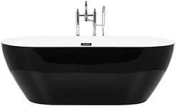 Beliani Modern Freestanding Black Bathtub Oval 160 x 75 cm Glossy Acrylic Carrera