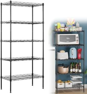 SIMTWO 5-Tier Storage Shelving Unit, Adjustable Garage Storage Shelves, Heavy Duty Kitchen Storage Rack Wire Shelf Unit(150x55x30cm)