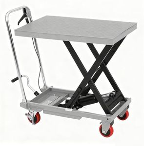 Festisoul Hydraulic Lift Table Cart, 500lbs Load Capacity 28.3 Inch Lifting Height, Manual Single Scissor Lift Table with 4 Wheels and Non-Slip Pad, Hydraulic Scissor Cart for Workshop Material Handli