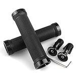 LYCAON Bike Handlebar Grips Non-Slip-Rubber Adjustable Bicycle Handle Grip with Aluminum Lock Mountain Road Foldable Bike MTB BMX with Two Rubber Aluminum Expandable End Caps