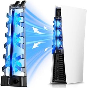 TINGJS Ventilador para PS5 Ventilador de Refrigeración para PS5 Consola con USB Externo y 3 Ventiladores compatible con PlayStation 5 Disco y Digitales