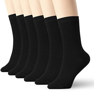Womens Black Thin Cotton Socks High Ankle 6 Pack