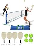 flybold Pickleball Set With Net |Portable Set with 4 Paddles| Net Regulation Size Equipment Lightweight Sturdy Interlocking Metal Posts with Carrying Bag for Indoor Outdoor Game| Full Court Size- 22ft