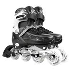 AYES Inline Skates Adjustable for Kids and Adults, Illuminating Roller Skates with Light Up Wheels for Men and Women Outdoor, Black, 41-44/UK 6.5-8