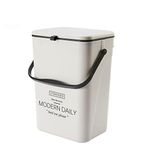 FURN ASPIRE Hanging Trash Can with Lid for Kitchen Cabinet Door, with Handle for Countertop or Under Sink, Wall Mounted Garbage Can for Bathroom, Toilet (White, 12 Litre), Plastic, Manual Lift